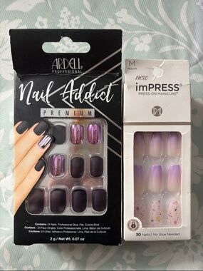 Ardell Nail Addict Premium Press-On Nails – Purple Chrome & Ombre Set